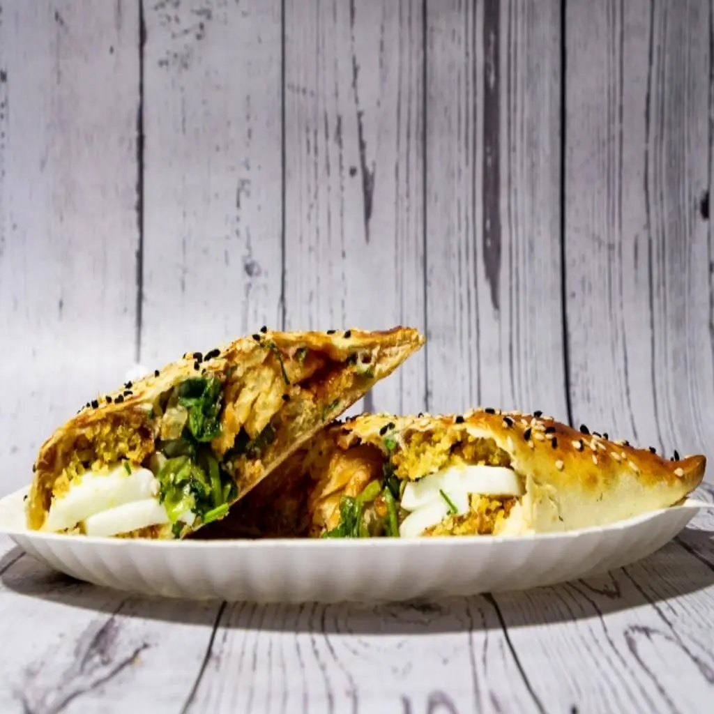 Falafel Pie with Hummus and Egg